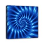 Glossy Electric Blue Spiral Fractal  Mini Canvas 6  x 6  (Stretched)