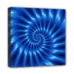 Glossy Electric Blue Spiral Fractal  Mini Canvas 8  x 8  (Stretched)