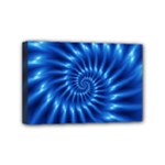 Glossy Electric Blue Spiral Fractal  Mini Canvas 6  x 4  (Stretched)