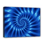 Glossy Electric Blue Spiral Fractal  Canvas 14  x 11  (Stretched)