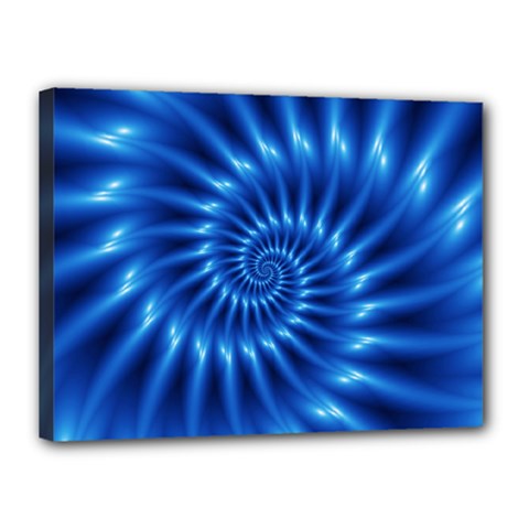 Glossy Electric Blue Spiral Fractal  Canvas 16  x 12  (Stretched) from ArtsNow.com