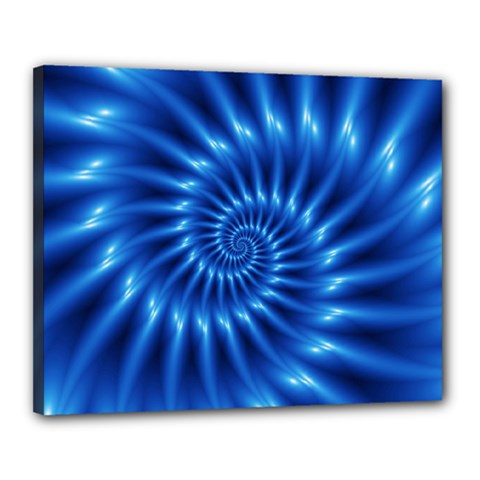 Glossy Electric Blue Spiral Fractal  Canvas 20  x 16  (Stretched) from ArtsNow.com