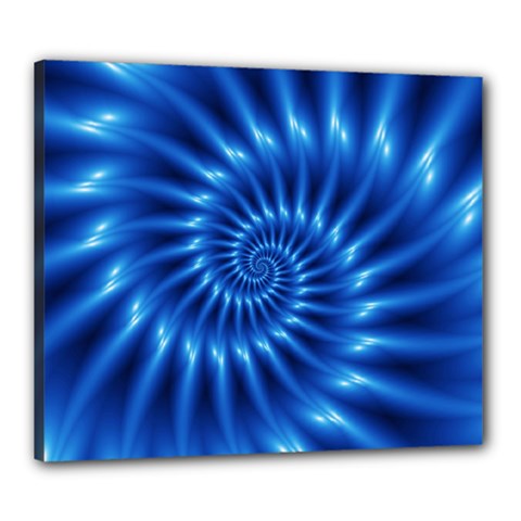 Glossy Electric Blue Spiral Fractal  Canvas 24  x 20  (Stretched) from ArtsNow.com