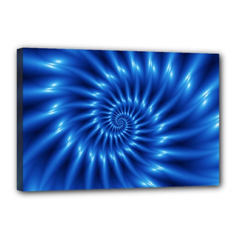 Glossy Electric Blue Spiral Fractal  Canvas 18  x 12  (Stretched) from ArtsNow.com