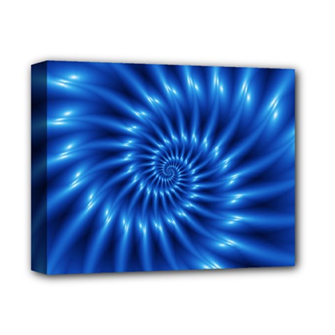 Glossy Electric Blue Spiral Fractal  Deluxe Canvas 14  x 11  (Stretched) from ArtsNow.com