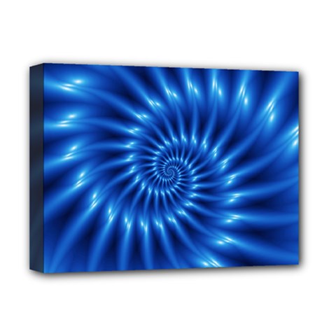 Glossy Electric Blue Spiral Fractal  Deluxe Canvas 16  x 12  (Stretched)  from ArtsNow.com