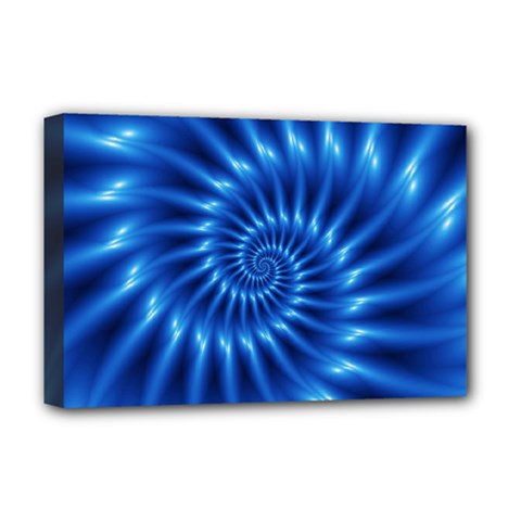 Glossy Electric Blue Spiral Fractal  Deluxe Canvas 18  x 12  (Stretched) from ArtsNow.com