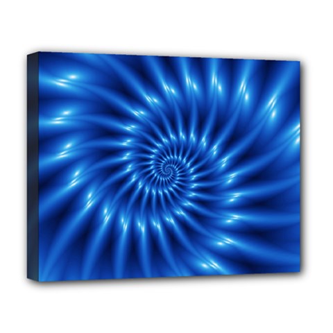 Glossy Electric Blue Spiral Fractal  Deluxe Canvas 20  x 16  (Stretched) from ArtsNow.com