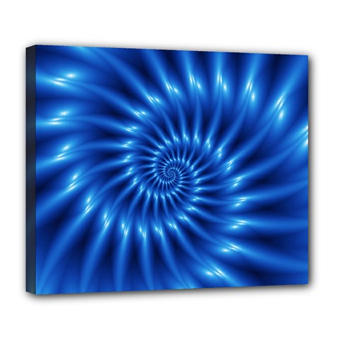 Glossy Electric Blue Spiral Fractal  Deluxe Canvas 24  x 20  (Stretched) from ArtsNow.com