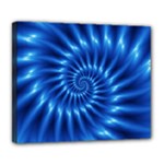 Glossy Electric Blue Spiral Fractal  Deluxe Canvas 24  x 20  (Stretched)