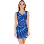 Glossy Electric Blue Spiral Fractal  Bodycon Dress