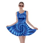 Glossy Electric Blue Spiral Fractal  Skater Dress