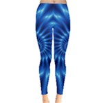 Glossy Electric Blue Spiral Fractal  Leggings 