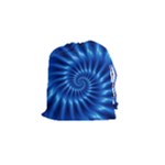 Glossy Electric Blue Spiral Fractal  Drawstring Pouch (Small)