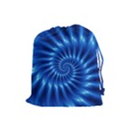 Glossy Electric Blue Spiral Fractal  Drawstring Pouch (Large)