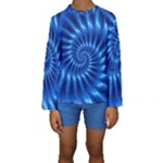 Glossy Electric Blue Spiral Fractal  Kid s Long Sleeve Swimwear