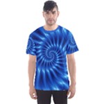 Glossy Electric Blue Spiral Fractal  Men s Sport Mesh Tee