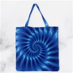 Glossy Electric Blue Spiral Fractal  Grocery Tote Bag