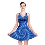 Glossy Electric Blue Spiral Fractal  Reversible Skater Dress