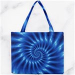 Glossy Electric Blue Spiral Fractal  Mini Tote Bag