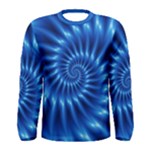 Glossy Electric Blue Spiral Fractal  Men s Long Sleeve Tee