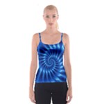 Glossy Electric Blue Spiral Fractal  Spaghetti Strap Top