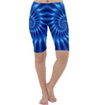 Glossy Electric Blue Spiral Fractal  Cropped Leggings 