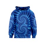 Glossy Electric Blue Spiral Fractal  Kids  Pullover Hoodie