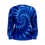 Glossy Electric Blue Spiral Fractal  Women s Sweatshirt