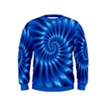 Glossy Electric Blue Spiral Fractal  Kids  Sweatshirt