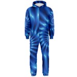 Glossy Electric Blue Spiral Fractal  Hooded Jumpsuit (Men)