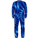 Glossy Electric Blue Spiral Fractal  OnePiece Jumpsuit (Men)