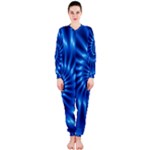 Glossy Electric Blue Spiral Fractal  OnePiece Jumpsuit (Ladies)