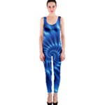 Glossy Electric Blue Spiral Fractal  OnePiece Catsuit