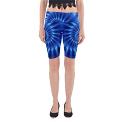 Glossy Electric Blue Spiral Fractal  Yoga Cropped Leggings from ArtsNow.com