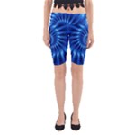 Glossy Electric Blue Spiral Fractal  Yoga Cropped Leggings