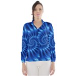 Glossy Electric Blue Spiral Fractal  Wind Breaker (Women)