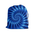 Glossy Electric Blue Spiral Fractal  Drawstring Pouch (XL)