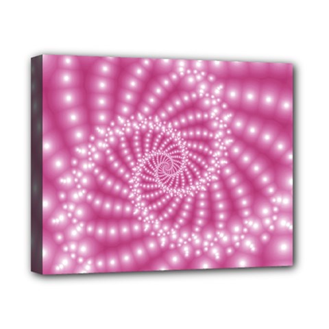 Glossy Pastel Pink Beaded Spiral Fractal  Canvas 10  x 8  (Stretched) from ArtsNow.com