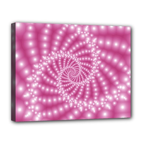 Glossy Pastel Pink Beaded Spiral Fractal  Canvas 14  x 11  (Stretched) from ArtsNow.com