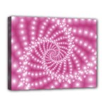 Glossy Pastel Pink Beaded Spiral Fractal  Canvas 14  x 11  (Stretched)