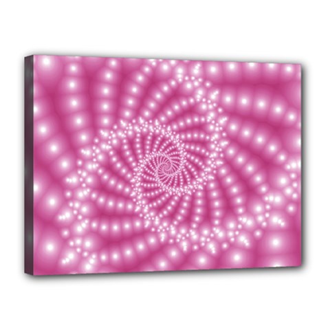 Glossy Pastel Pink Beaded Spiral Fractal  Canvas 16  x 12  (Stretched) from ArtsNow.com