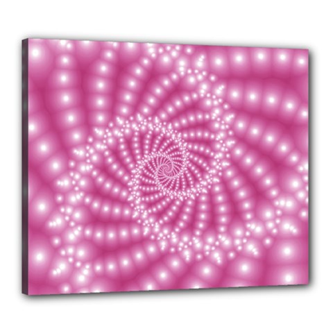 Glossy Pastel Pink Beaded Spiral Fractal  Canvas 24  x 20  (Stretched) from ArtsNow.com