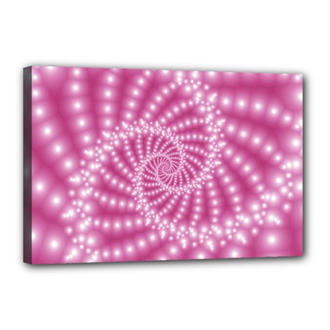 Glossy Pastel Pink Beaded Spiral Fractal  Canvas 18  x 12  (Stretched) from ArtsNow.com