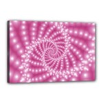 Glossy Pastel Pink Beaded Spiral Fractal  Canvas 18  x 12  (Stretched)