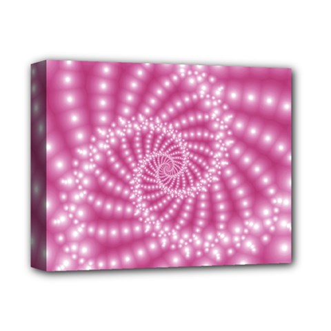 Glossy Pastel Pink Beaded Spiral Fractal  Deluxe Canvas 14  x 11  (Stretched) from ArtsNow.com