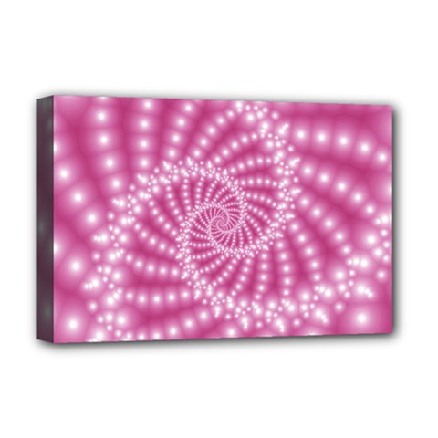 Glossy Pastel Pink Beaded Spiral Fractal  Deluxe Canvas 18  x 12  (Stretched) from ArtsNow.com