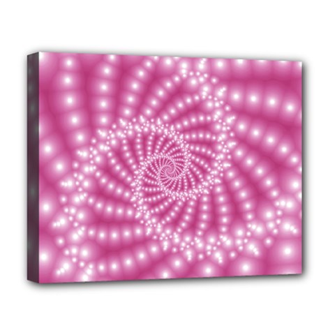 Glossy Pastel Pink Beaded Spiral Fractal  Deluxe Canvas 20  x 16  (Stretched) from ArtsNow.com