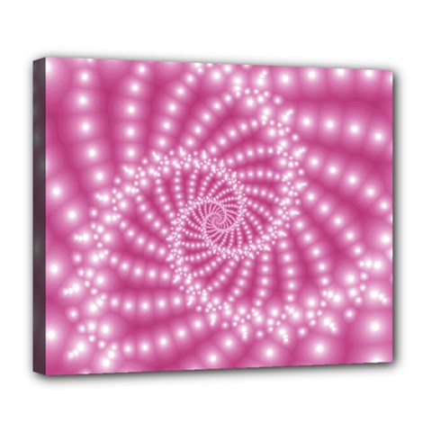 Glossy Pastel Pink Beaded Spiral Fractal  Deluxe Canvas 24  x 20  (Stretched) from ArtsNow.com