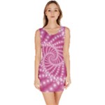 Glossy Pastel Pink Beaded Spiral Fractal  Bodycon Dress